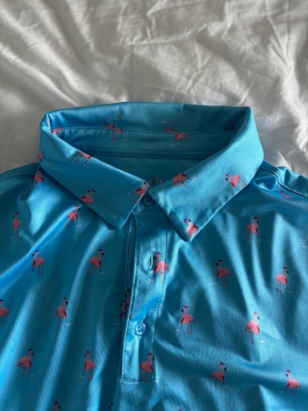 LRD Performance Men's Blue Flamingo Golf Polo Shirt Size Large